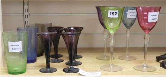 Coloured drinking glasses, 19th and 20th century